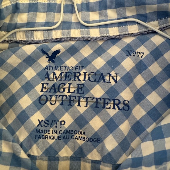 American Eagle Outfitters Blue and White Plaid Shirt - Picture 4 of 6